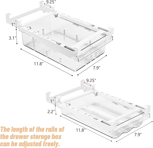 Miniatura 2 de Moretoes Paquete de 2 cubos organizadores de refrigerador, organizador de cajones extraíbles para nevera y organizador de huevos, cajón de plástico