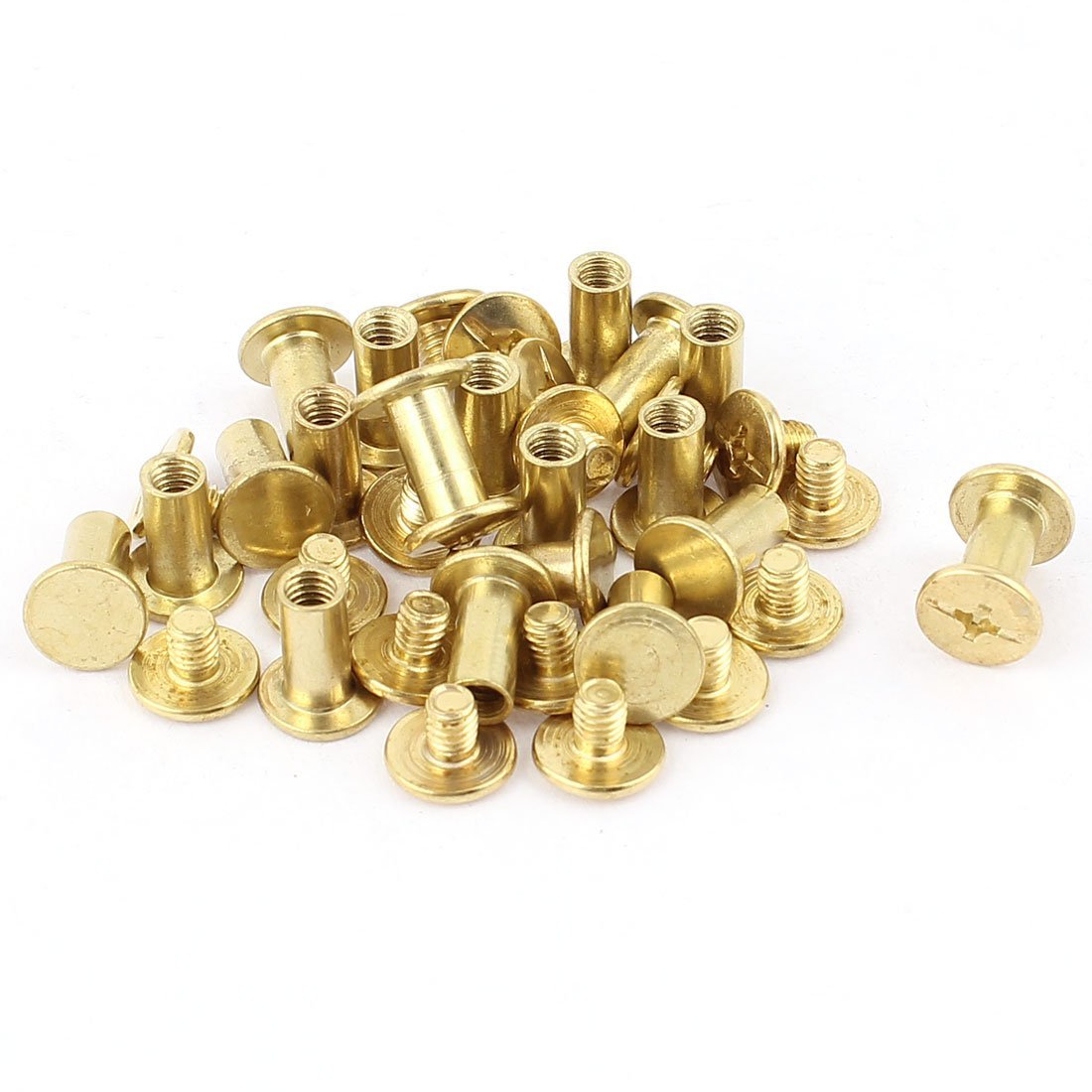 Generic Scrapbook Leather Binding Chicago Screw Post 10mm 19pcs Brass Tone