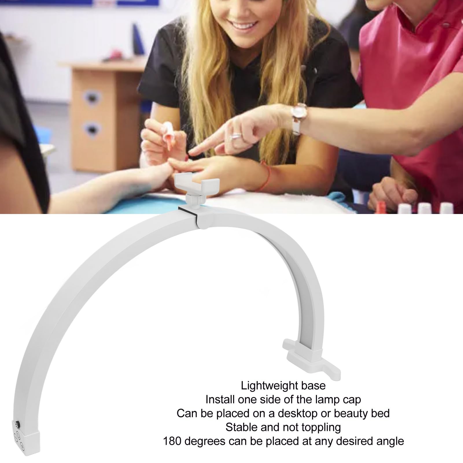 Asixxsix Lampada da Tavolo per Unghie, 3200-5600K 1500LM Luce Mezza Luna per Nail Desk con Clip per Telefono, Lampada per Illuminazione per Tatuaggio, Lampada da Scrivania per Unghie