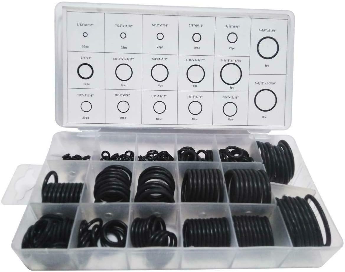 Electrical Gasket 17 Sizes O-Rings Assortment Kit Rubber Round Seal O Ring Set for Car Door Window Electric Appliance Black