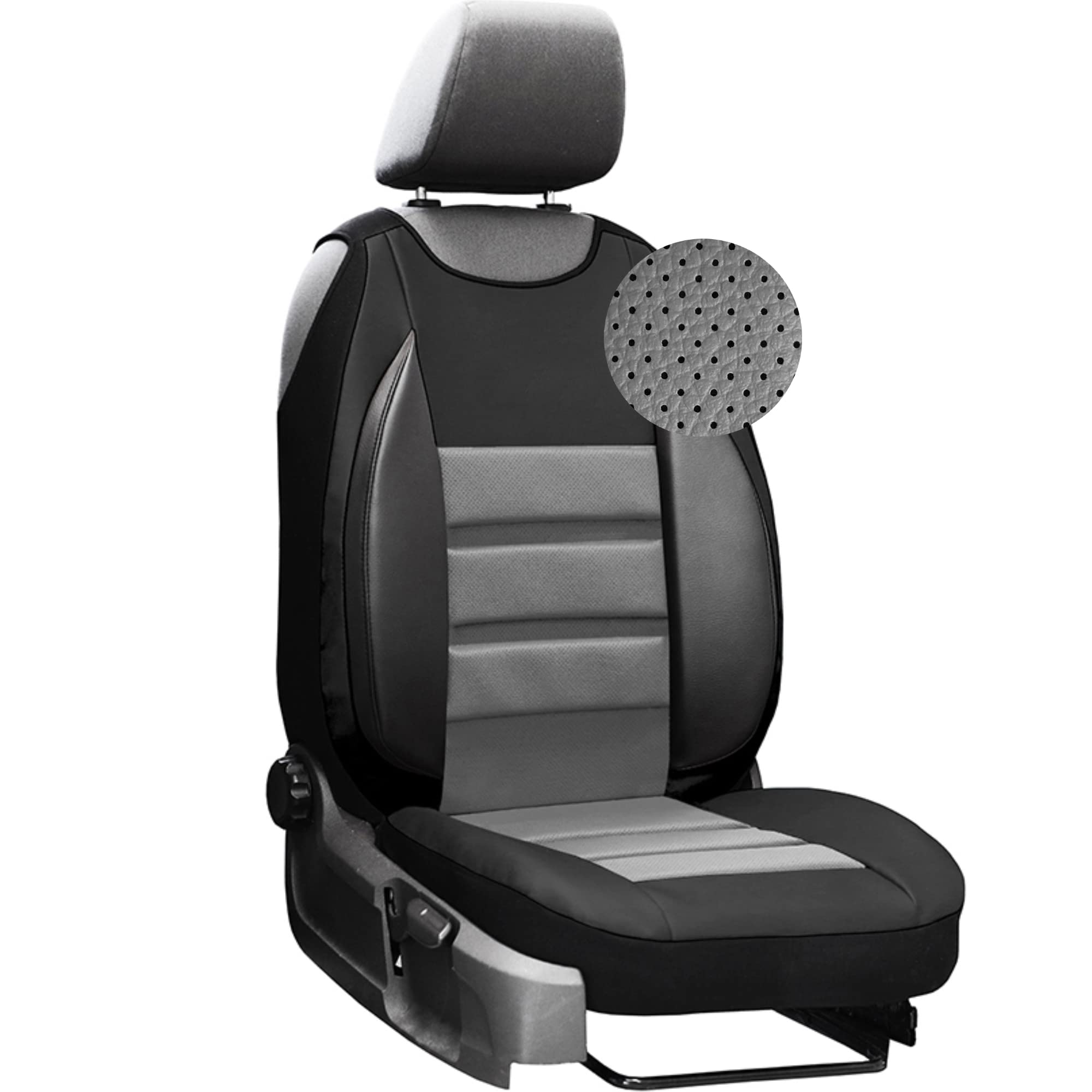 Moltico Housse de Siège Auto Universelle - Cuir Écologique - Protection Avant - Tapis de Siège - Gris