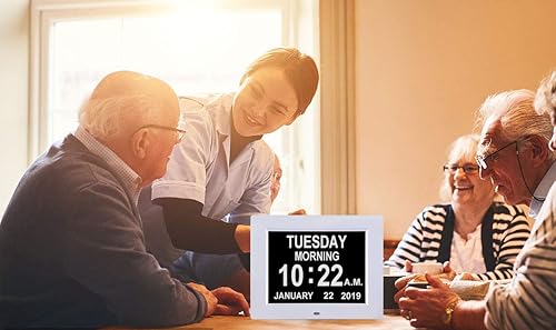 Miniatura 6 de TMC Reloj de demencia de 8 pulgadas para personas mayores, recordatorios de medicamentos, 12 alarmas personalizadas, calendario digital de pantalla