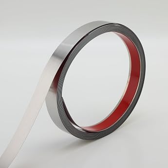 Gaahing Brushed Metal Molding Wall Strip Stainless Steel Peel and Stick for Fireplace Mirror Frame Furniture and Home Decoration Silver 5m x 1cm