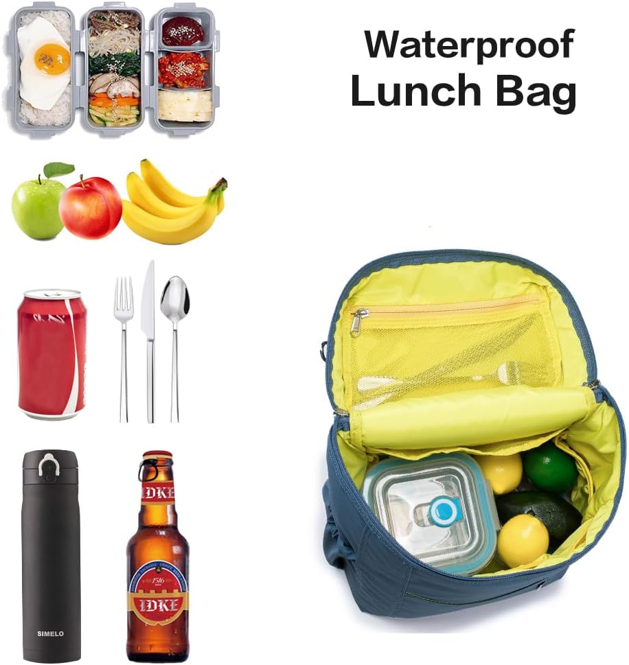 NOL Natural Organic Lifestyle Insulated Lunch Bags for Women Cooler Bag Lightweight Nylon Waterproof Lunch Box For Work (Dusty blue, Large) - Image 5