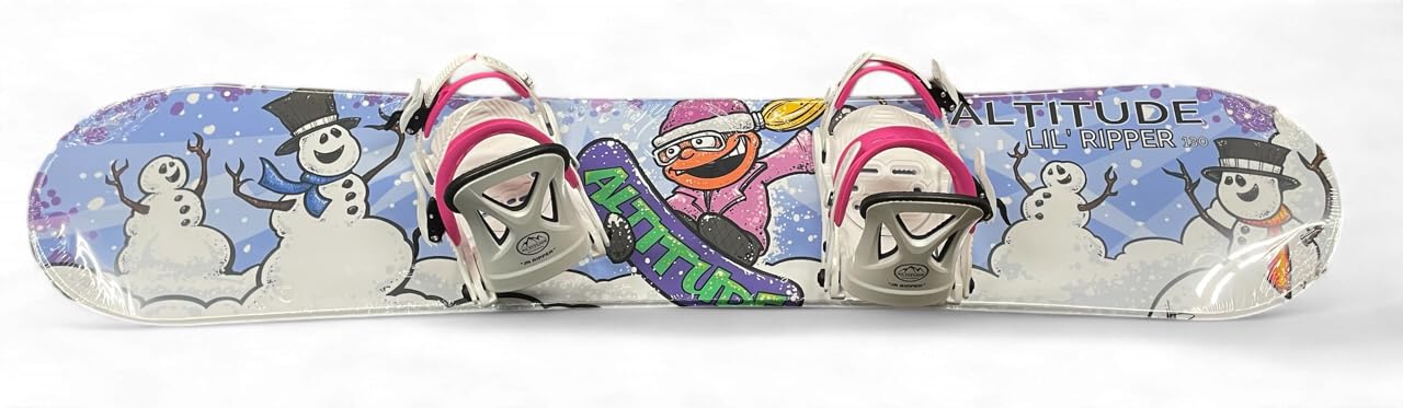 Altitude JR Girls Lil' Ripper Snowboard + JR Ripper BINDINGS (Sizes: 3-6) (White/Pink (3-6), 120CM)