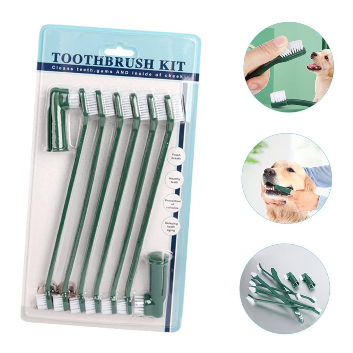 SUPVOX Pet Toothbrush Set Dog Care Kit Soft Bristles Finger Brush Ergonomic Handle for Pets