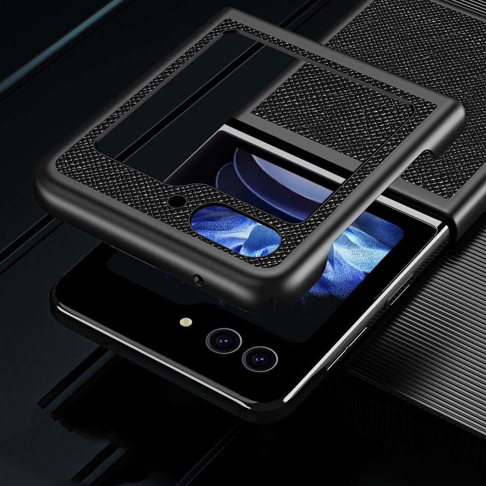 Mince Étui pour Samsung Galaxy Z Flip 7, PU Cuir Housse Protection Antichoc Coque Anti - Empreintes,Bleu,Flip 7