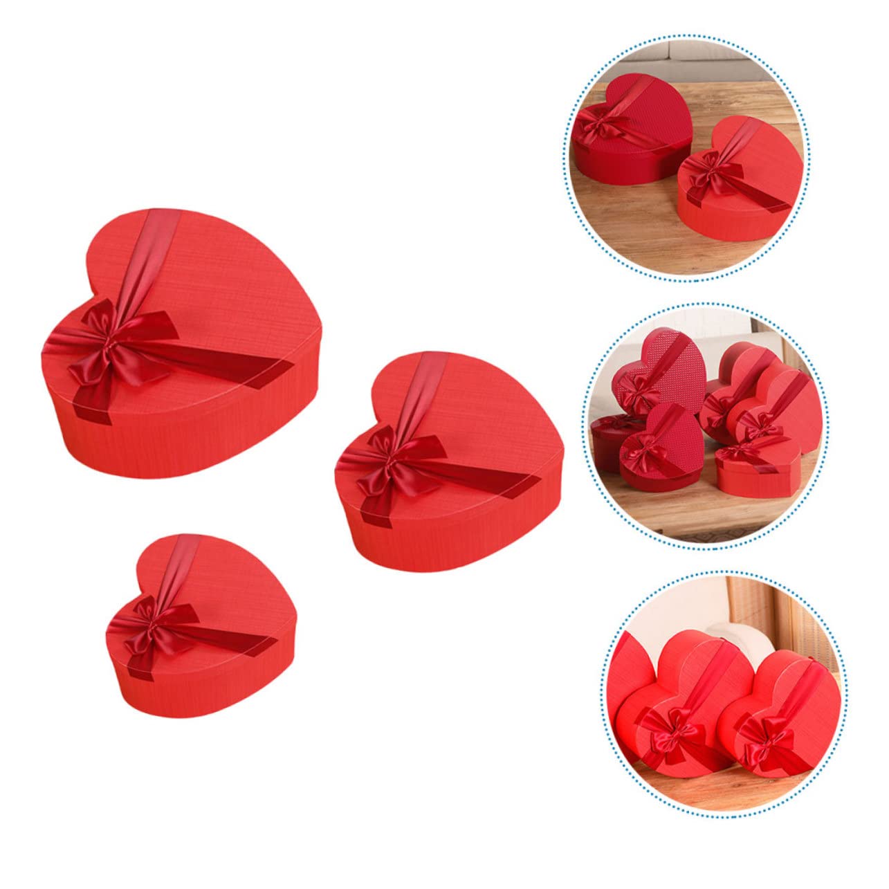 COLLBATH Herzförmige Geschenkboxen 3er-set Zur Aufbewahrung Von Süßigkeiten Blumenmädchenboxen Für Valentinstag Hochzeitsparty Geschenkpapier-verpackungsboxen