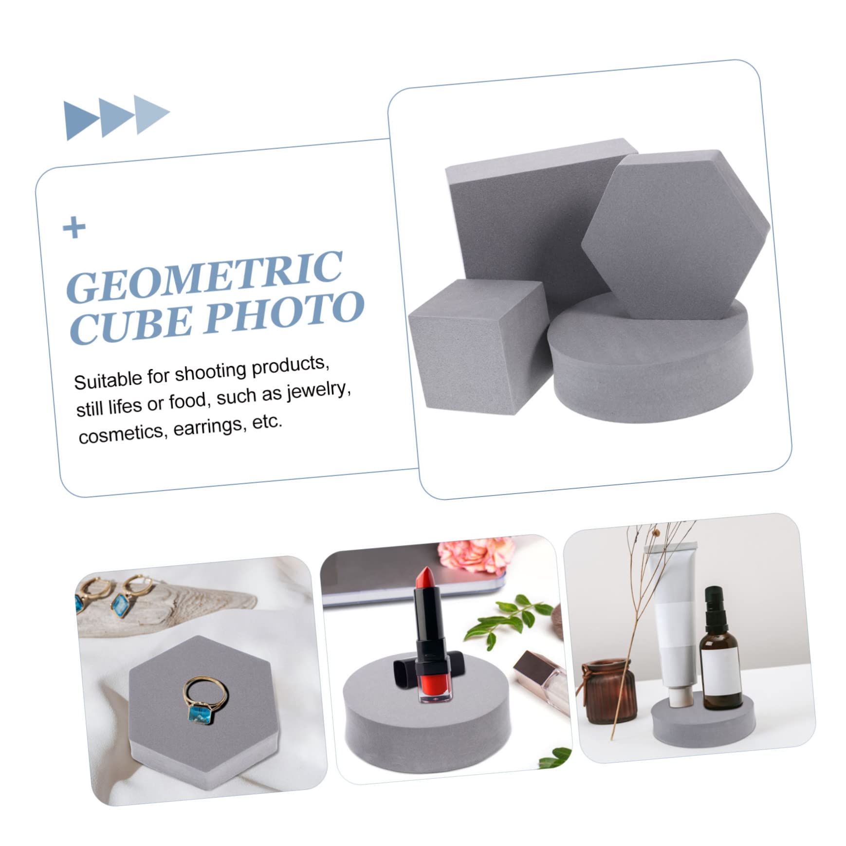 Lot De 8 Cubes En Mousse Géométriques Blancs - Accessoires Photo Pour Cosmétiques, Bijoux, Produits - Dimensions 18x18x3,5 Cm - Arrière-plan Studio Pro