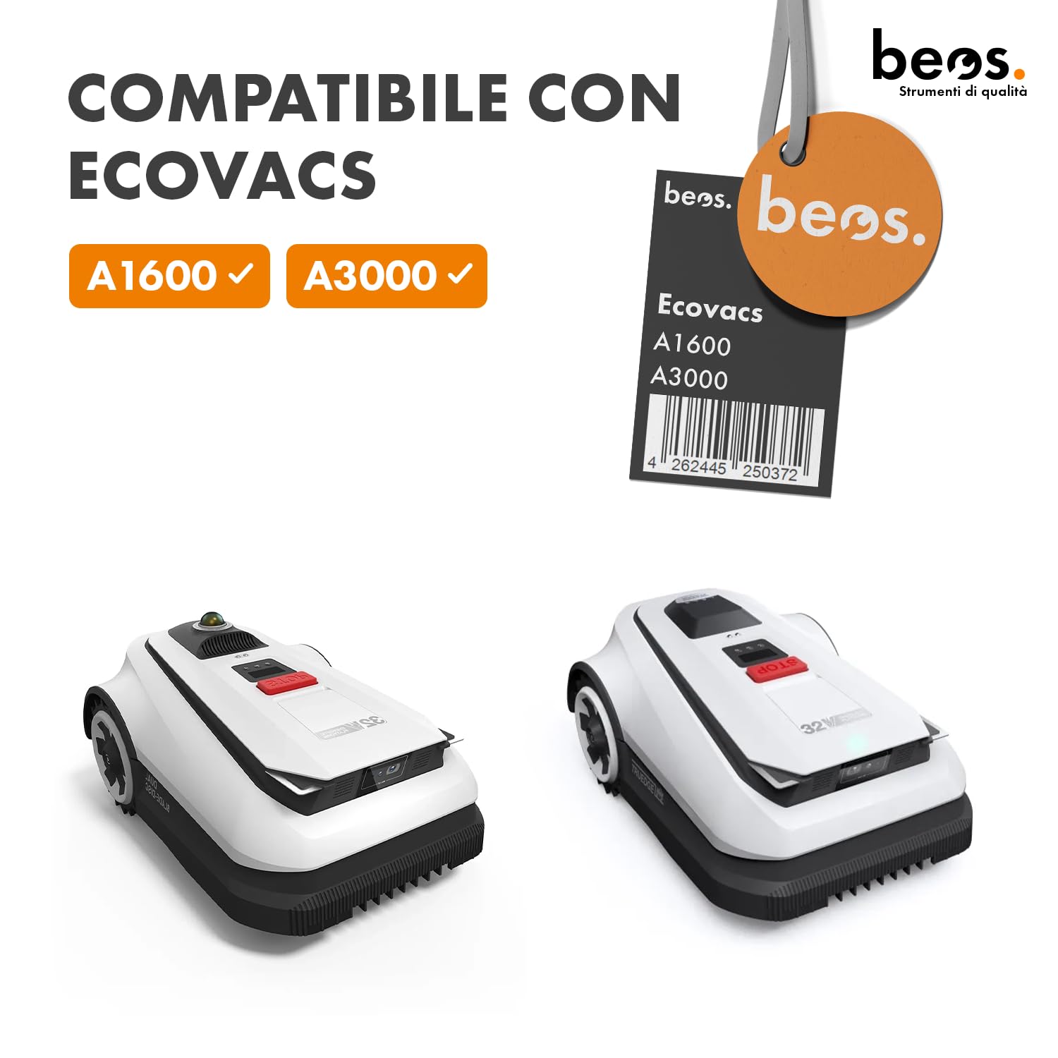 BEOS Premium Robot tondeuse Tuning – 2x disques de coupe pour 6x lames - Pour Ecovacs GOAT A1600 & A3000 - Disques de coupe renforcés de fibre de verre - Ø 140 mm