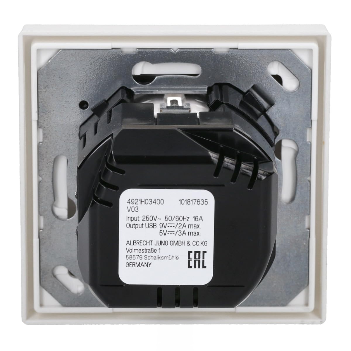 Jung SCHUKO USB-Steckdose Typ AC (3A) Komplett-Set Serie LS: Steckdose LS152015CAWW und 1-fach Rahmen LS981WW Alpinweiß