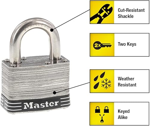 Miniatura 8 de Master Lock 5SSKAD - Candado de acero inoxidable para exteriores con llave, 1 paquete
