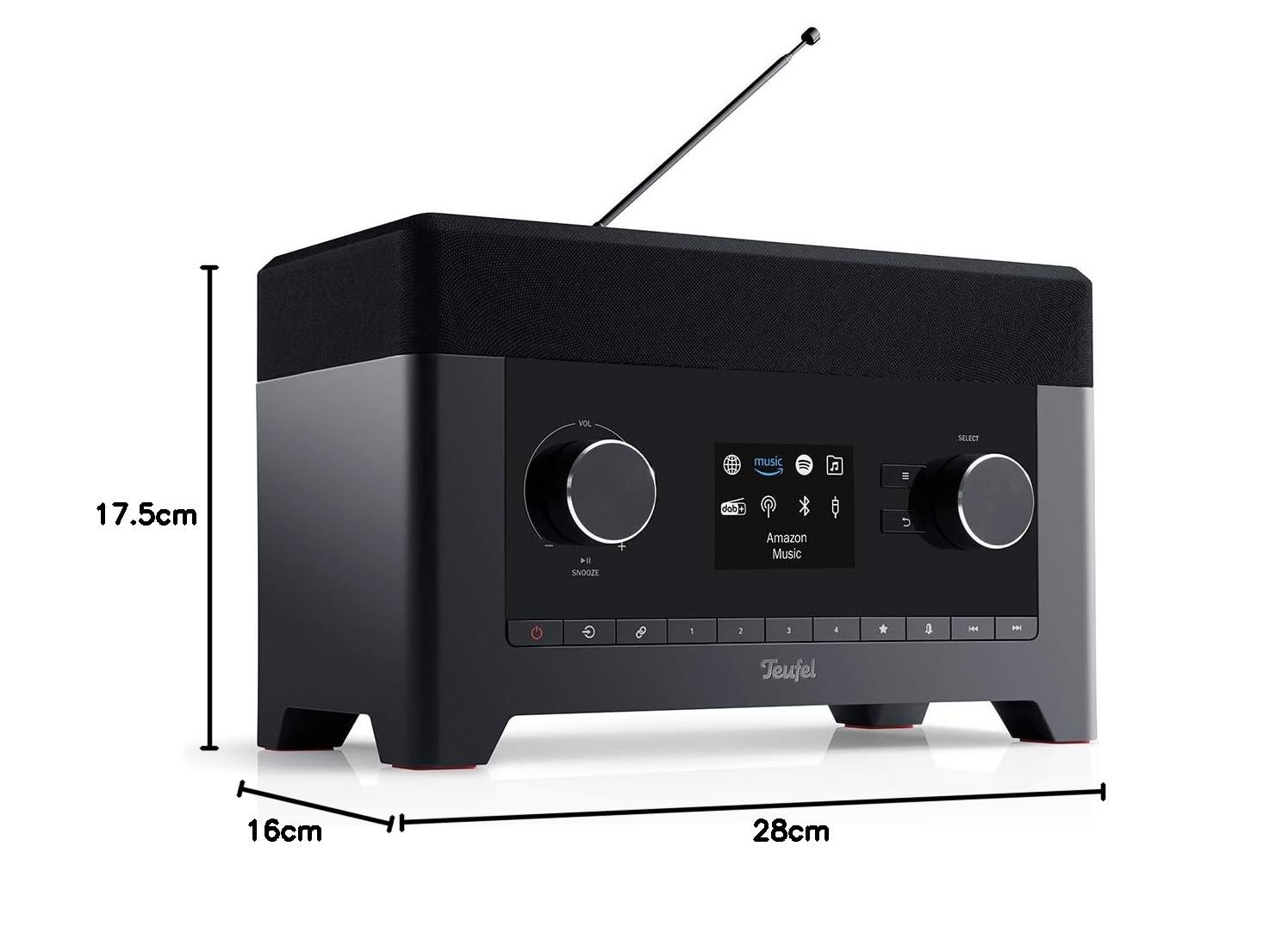 Teufel Radio 3SIXTY DAB+ Internet Radio Stereo Lautsprecher Musik 360-Grad-Sound Dank Dynamore Bluetooth Weckfunktion Subwoofer Speaker Schwarz