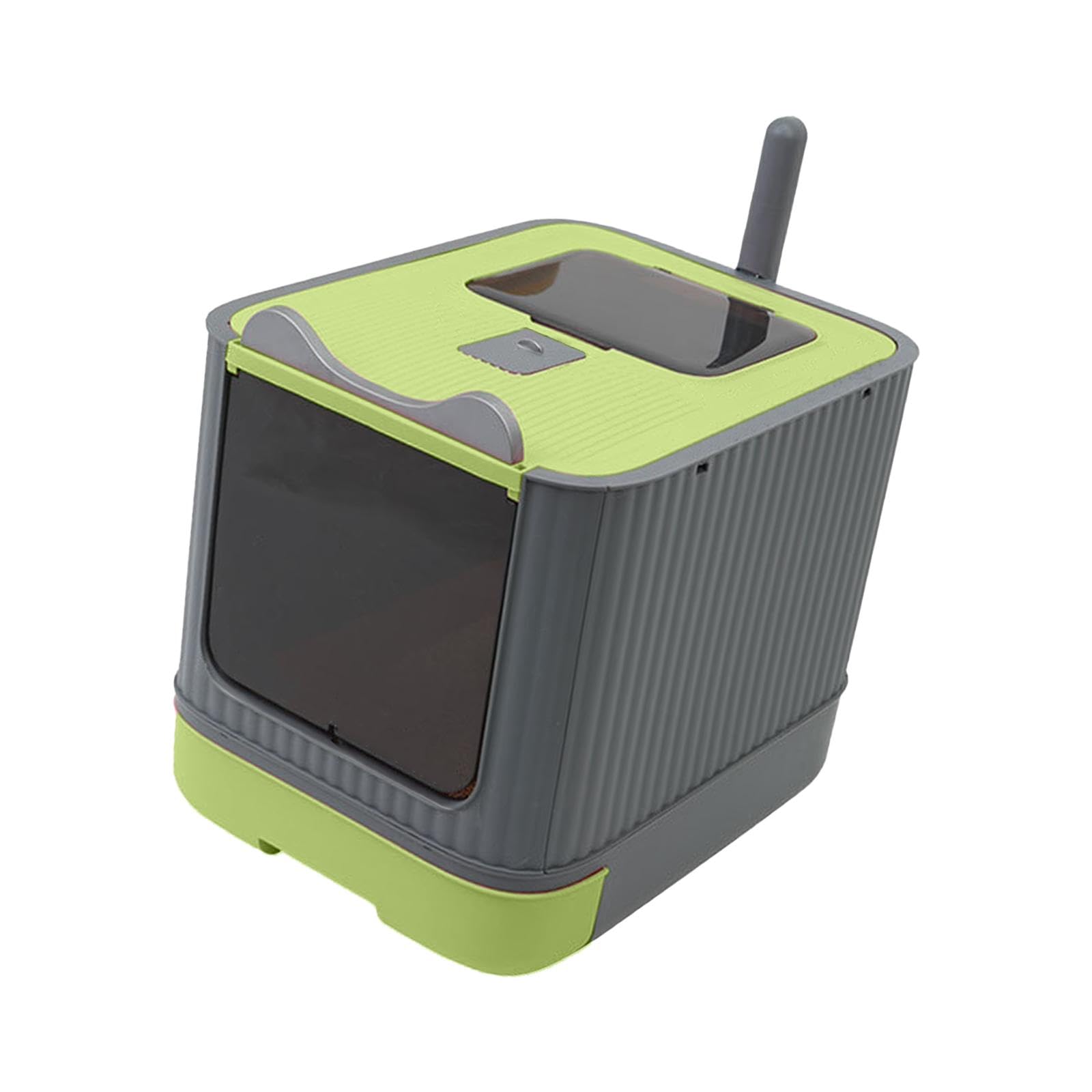 Arenero Plegable Cerrado para Gatos, Grande, con Entrada, Portátil, 17.5x13.5x14 Pulgadas, con Cajón Extraíble Y Tapa, Verde
