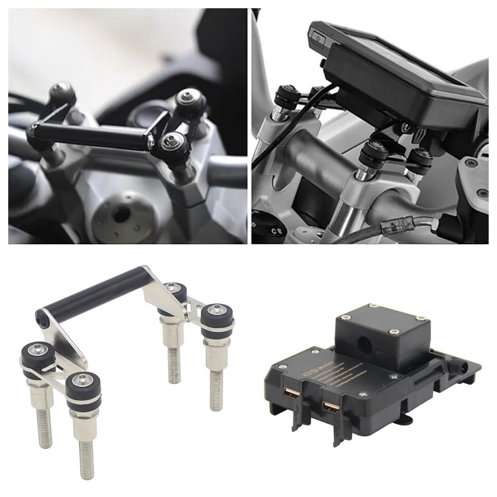 Uchwyt do nawigacji GPS uchwyt Uchwyt na nawigację GPS motocyklową 12 mm z ładowaniem bezprzewodowym do telefonu, pasujący do BMW F750GS F850GS F800GS F700GS R1200R(C)