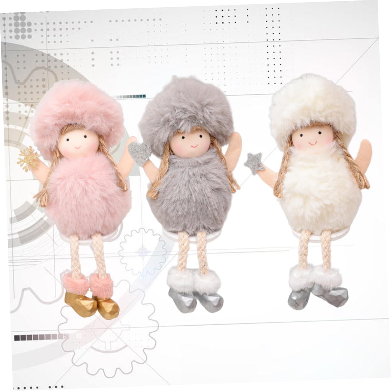 OUNONA 9piezas Adornos Navideños De Ángel Colgantes De Muñecos De Peluche para Decorar Árbol Pared y Ventanas Navidad