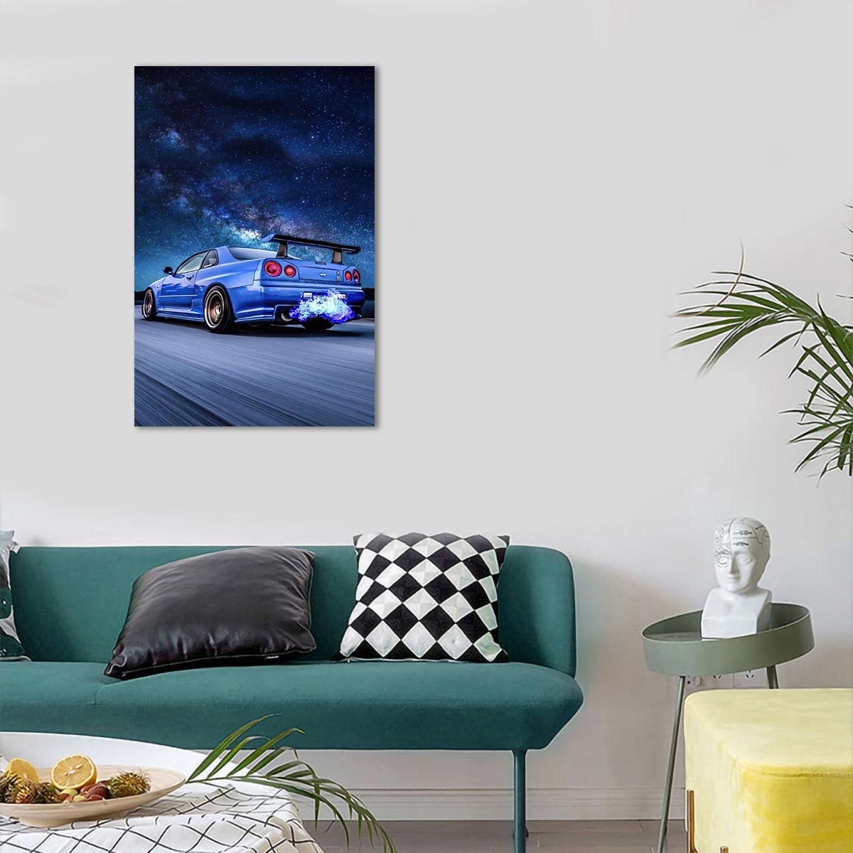 てぃんくる　F6 キャンバスアート　ブルーシエロ Amazon｜ALLUCKII GTR ポスター スカイライン GTR R34 ブルー