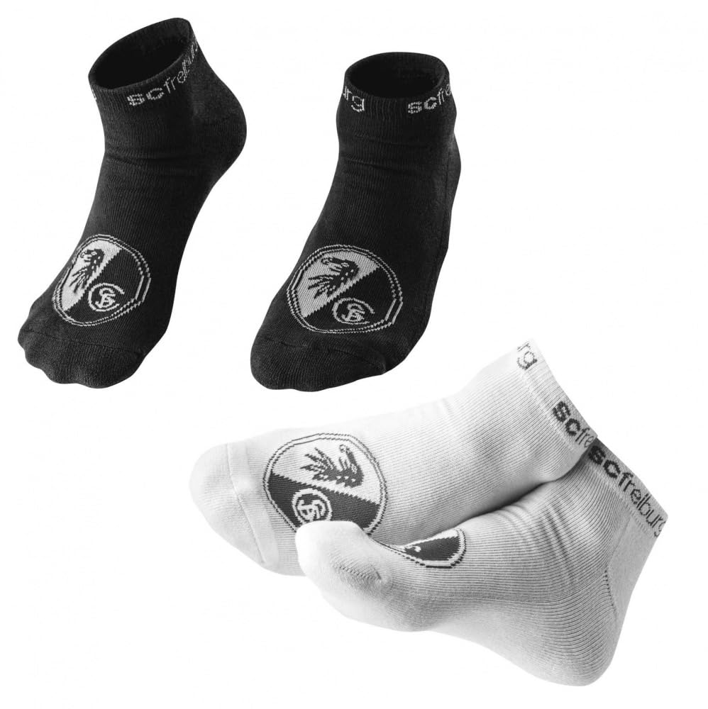 SC Freiburg Sneaker Socken - Sneakersocken - 2er Set, schwarz & weiß, Größe 43-46