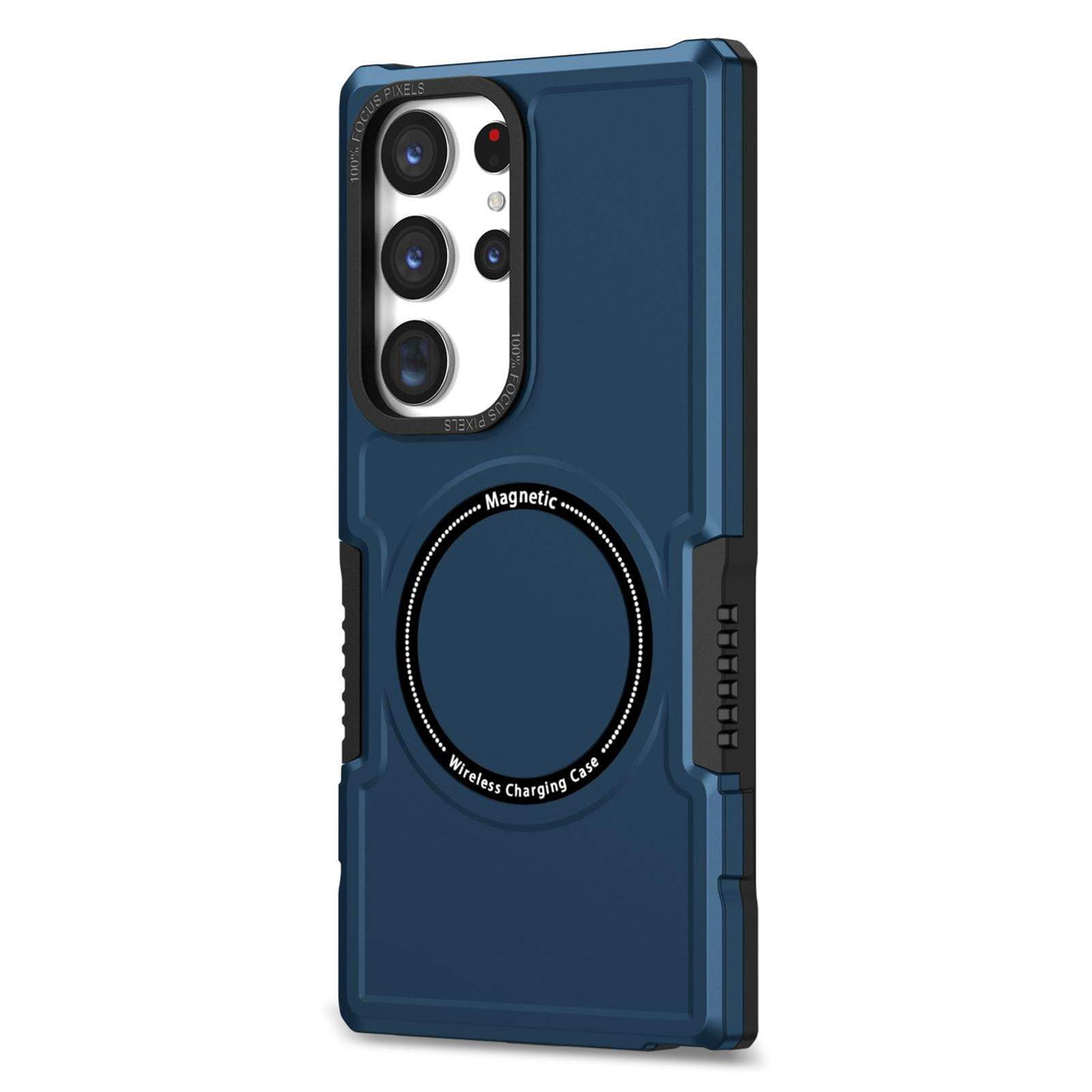 LXURY Magnetyczne etui do Samsung Galaxy S24 Ultra/S24 Plus/S24, odporne na wstrząsy etui na telefon klasy wojskowej, obsługuje bezprzewodowe ładowanie obiektywu, niebieskie, S24 Ultra