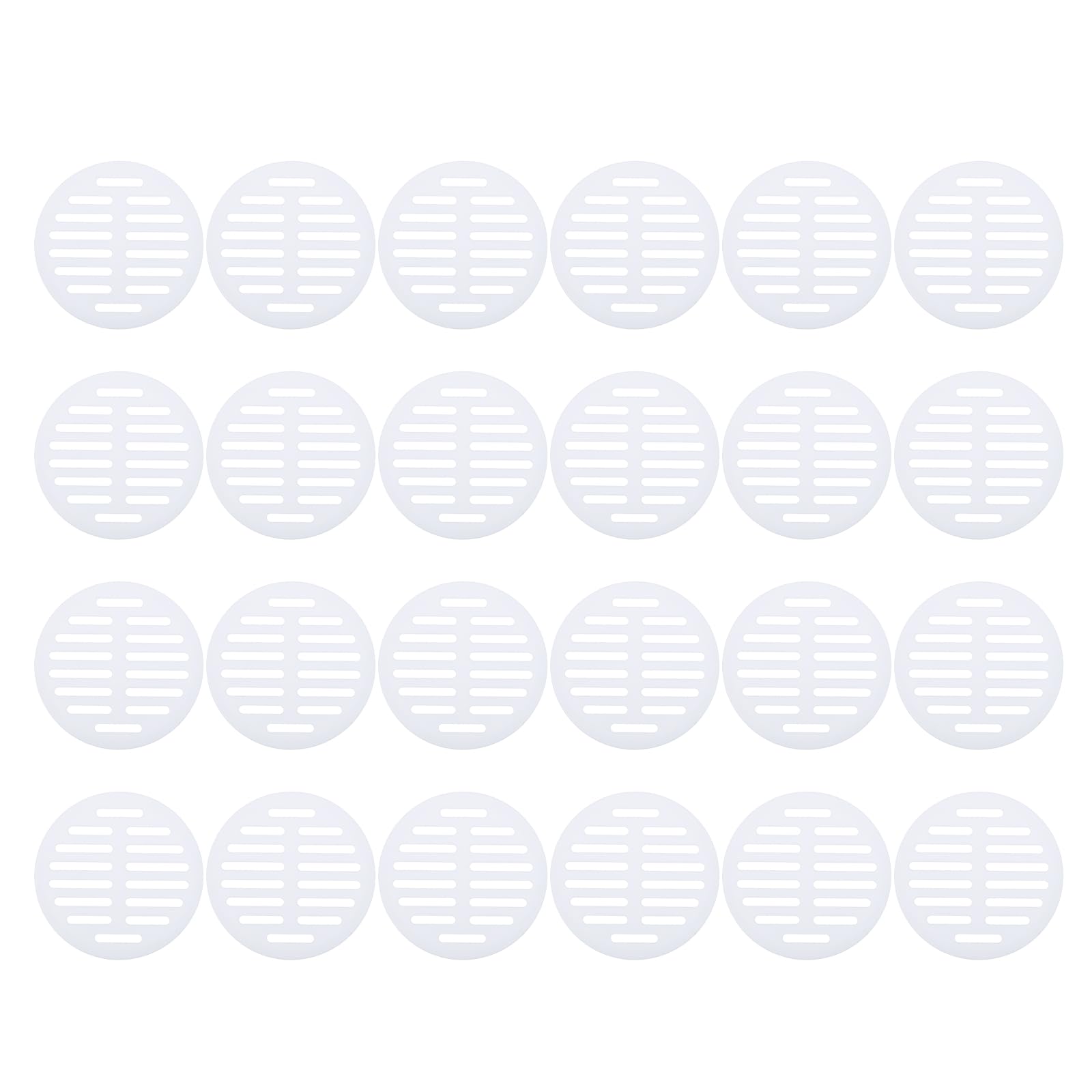 sourcing map 24 Pcs Round Soffit Vents (80mm / 3.15") - Plastic Louver Soffit Air Vent Cover Circular Air Mesh Screen Grille for Home/Bathroom/Wall/Ceiling/Cabinet, White
