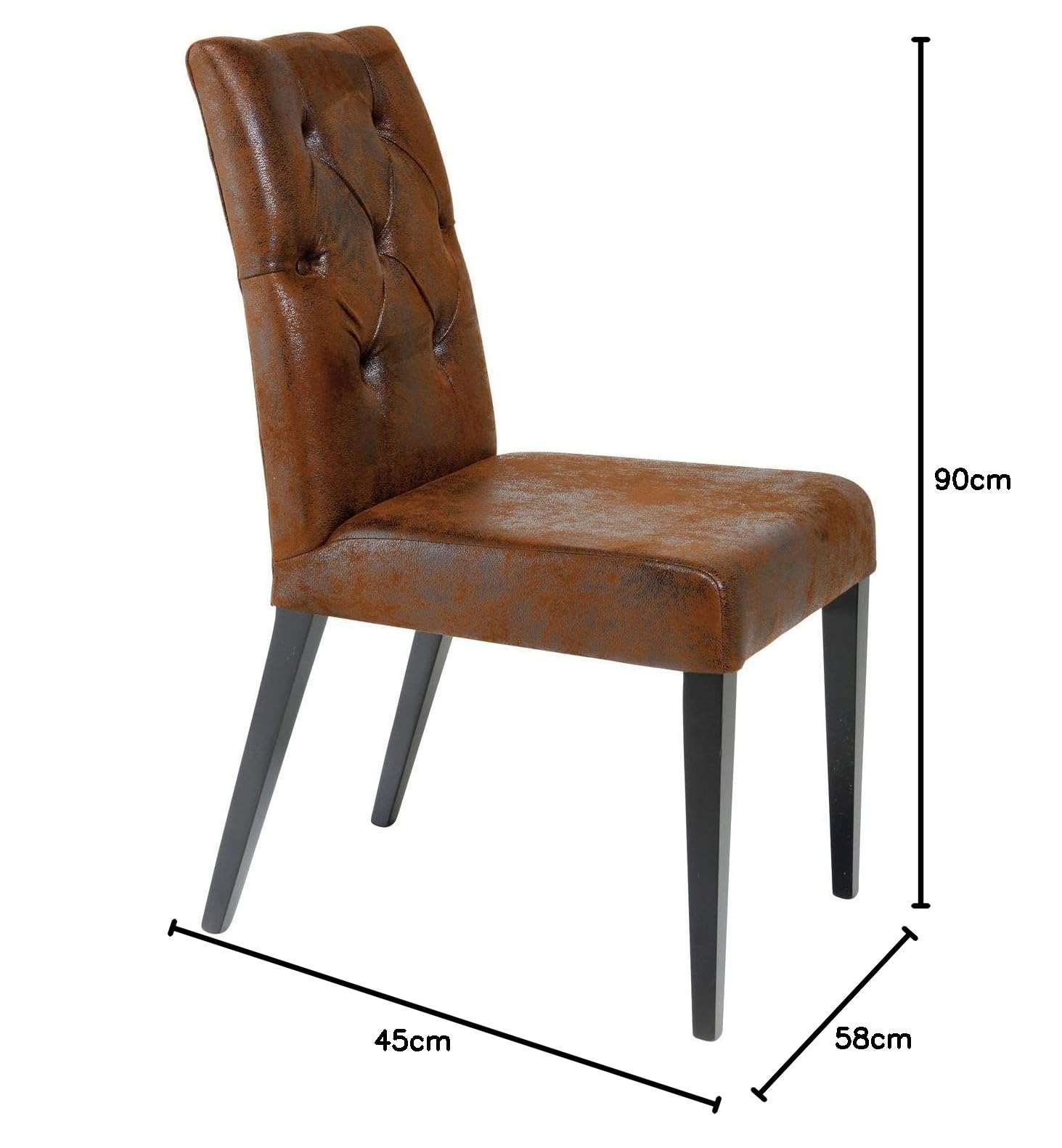 Kare Design Chaise Casual Buttons Vintage, Marron, Aspect Cuir, Moderne, Chaise salle a Manger, Maison, Salon, Cuisine, 90x45x58 cm (H/L/P)