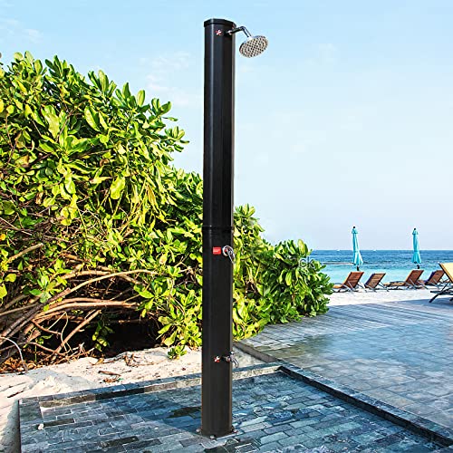 CCLIFE Douche Solaire, Douche de Jardin Solaire avec 60 litres, avec Housse de Protection, pommeau de Douche réglable,température de l'eau réglable jusqu'à 60°, pour Piscine Plage Jardin