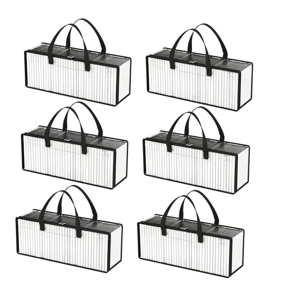 CTRLZS 6 Pack DVD Storage Bags, Clear PVC DVD Case Holder with Handles, Front Window Zipper Design, Stackable Media Organizer