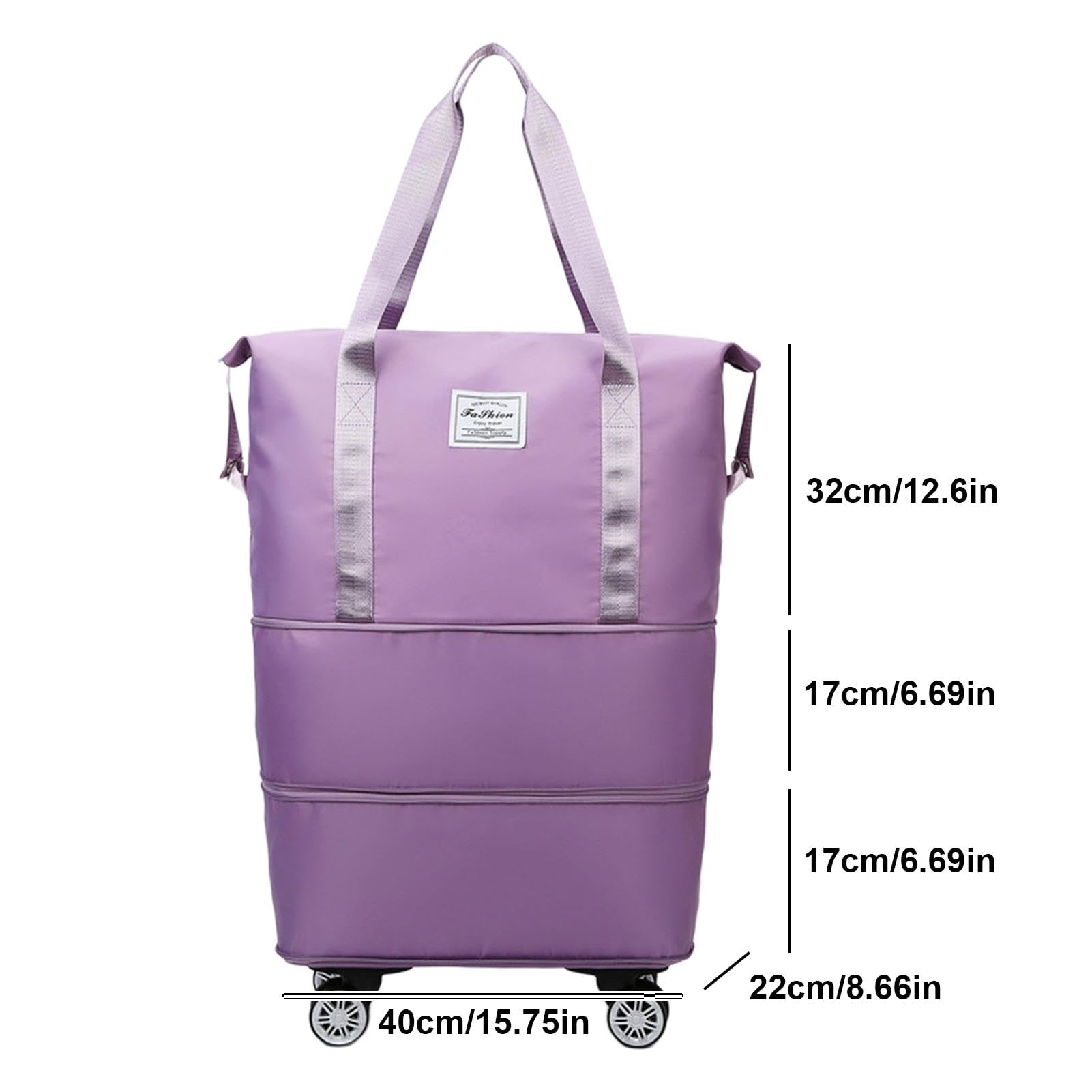 Borsa da viaggio pieghevole, impermeabile, con ruote staccabili | grande borsa da viaggio per viaggiare, 40 x 22 x 32 cm, Viola, Refer to description, Unisex