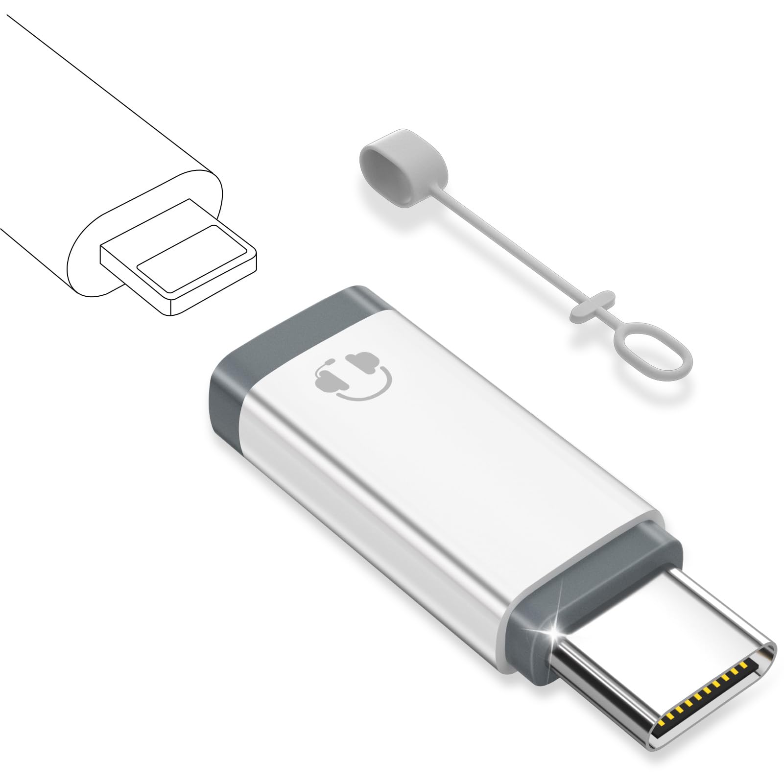 bakibo Adattatore Lightning USB C Audio, Adattatore da Lightning a USB C per Auricolari Supporta Microphone Musica Controlli in Linea per i Phone 15 16 Pad S25 S24 (Non per Ricarica), Bianco