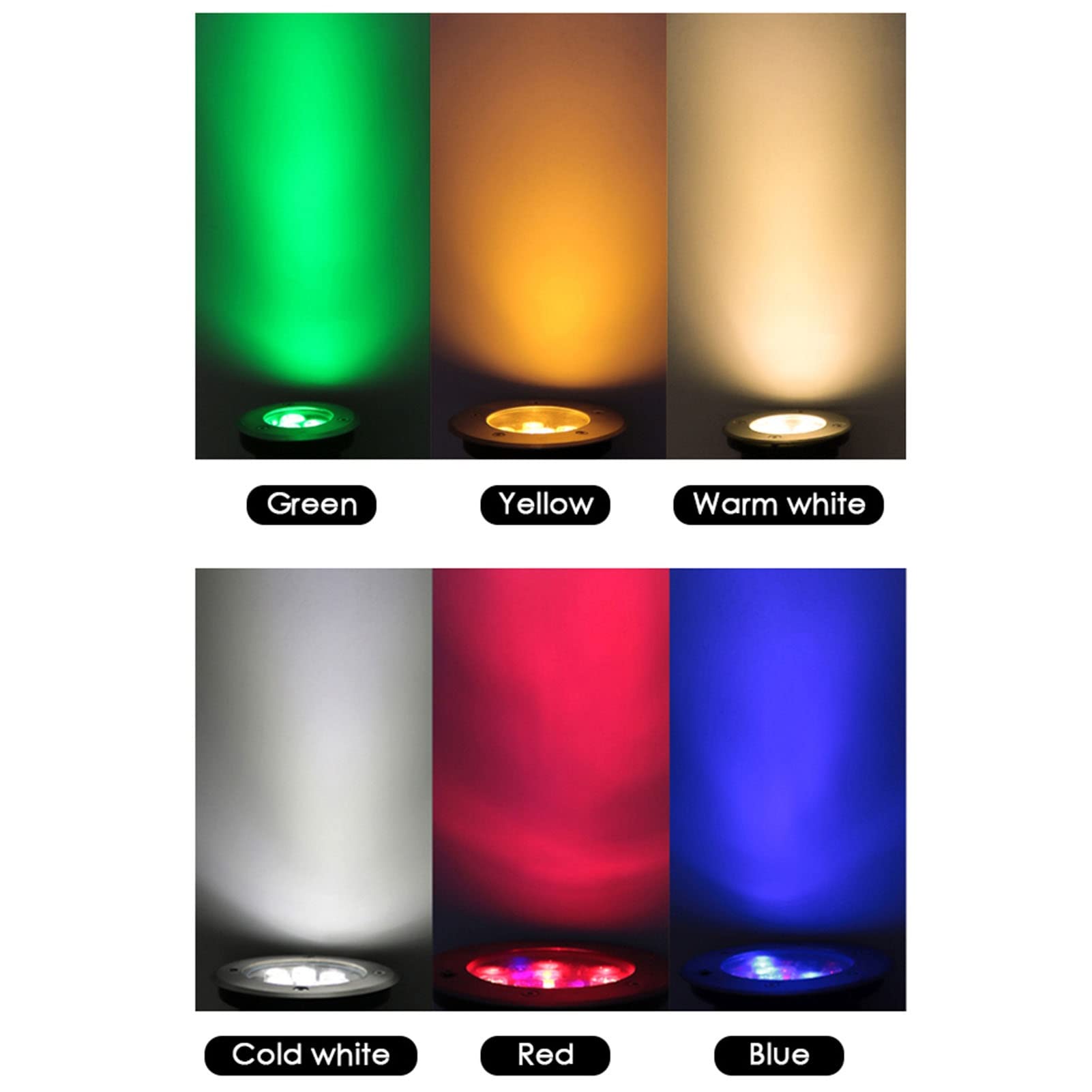 Zestaw 4 lamp podwodnych do fontanny, oświetlenie krajobrazu 9 W, stal nierdzewna 304, 7 kolorów (żółte światło, 220 V)