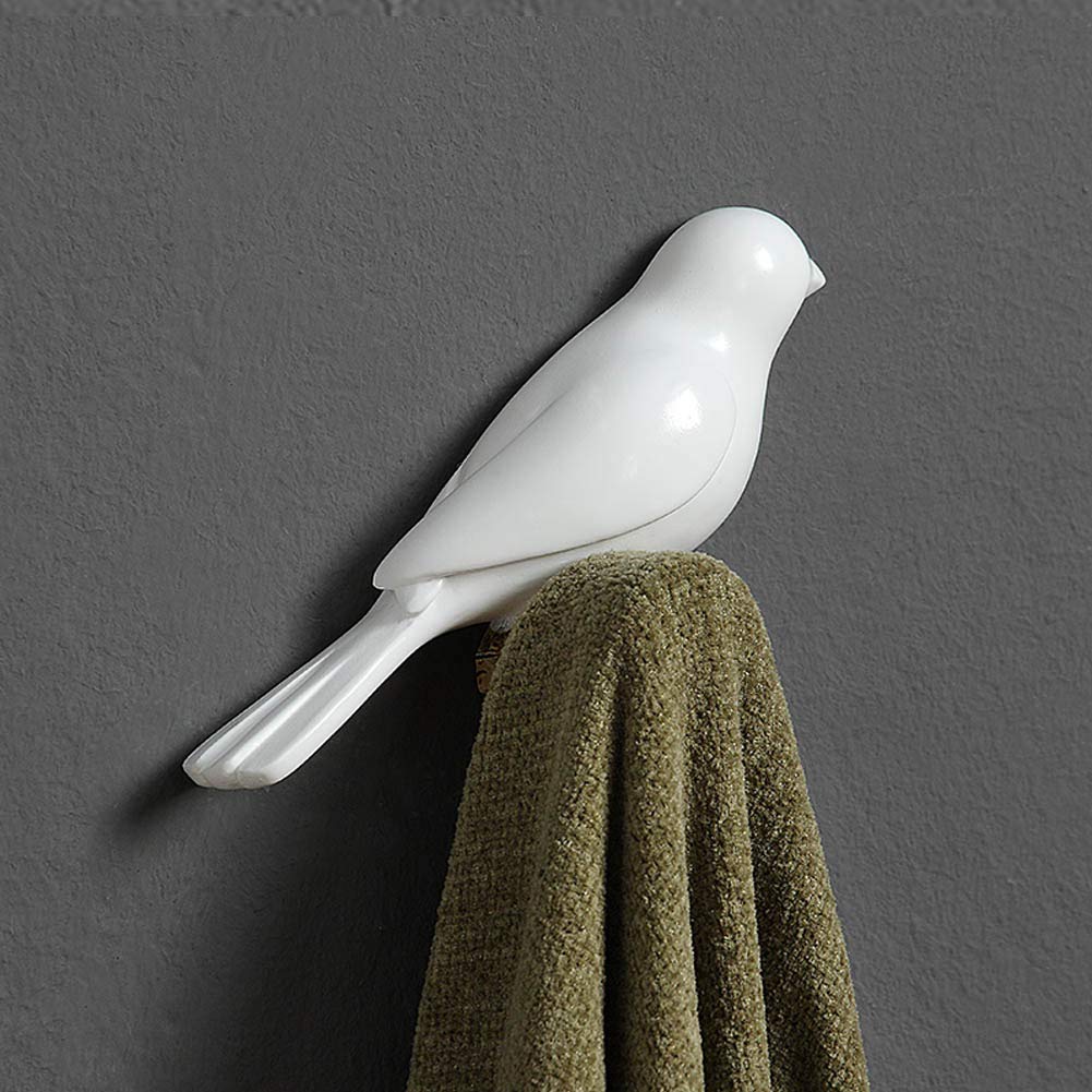 coat rack Porte-Manteau Mural Petit Oiseau Crochet De Manteau Vêtements Organisateur De Stockage Cintre Parapluie Chapeau Titulaire pour Couloir Foyer Entrée Chambre Cuisine (Blanc, Bleu, Jaune Turc