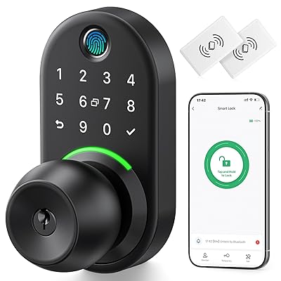 Smart Door Handle Lock with Keypad: Yamiry Fingerprint Smart Knob - Keyless Entry Digital Lock for Front Door - Deadbolt with APP - Generate Passcode Remotely - DIY Installation