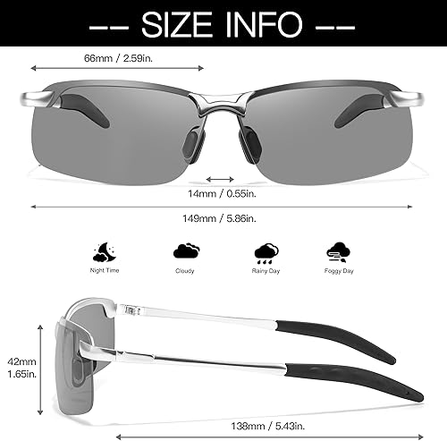 Miniatura 6 de Myiaur Polarized Photochromic Z87 Sunglasses for Men, Day and Night Safety Sun Glasses UV 400 Protection