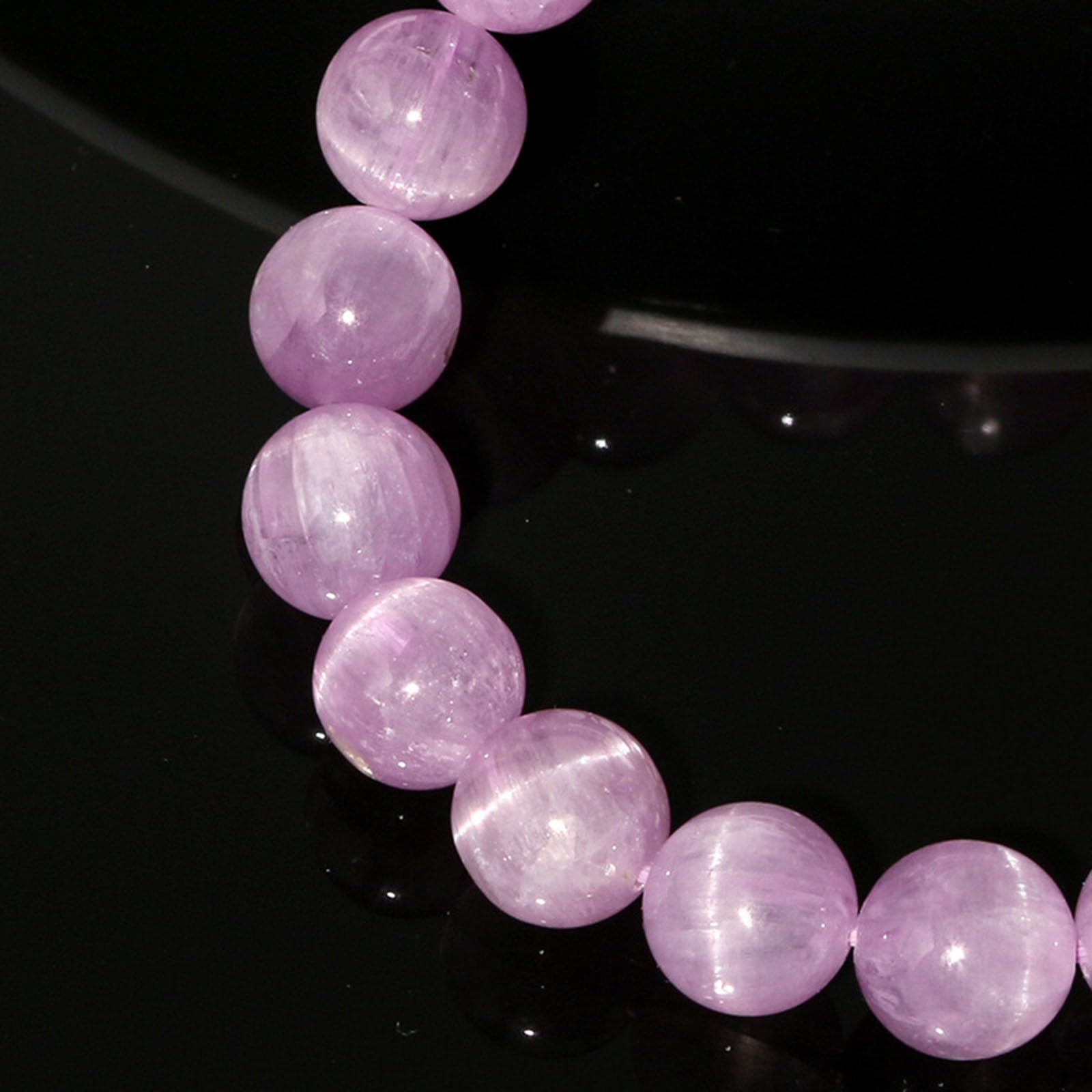 Pulsera de Cristal, Cuentas Redondas de Cristal Natural, Pulseras elásticas Piedras Preciosas moradas for meditación, sanación, Equilibrio, Reiki, 9 mm(15mm)