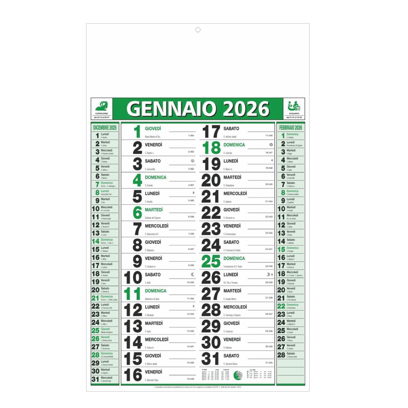 Calendario Olandese 2026, Set di 100 Calendari da Parete Personalizzabili, Formato Grande Mensile per Aziende e Attività Commerciali gadget pubblicitari natale innaugurazione