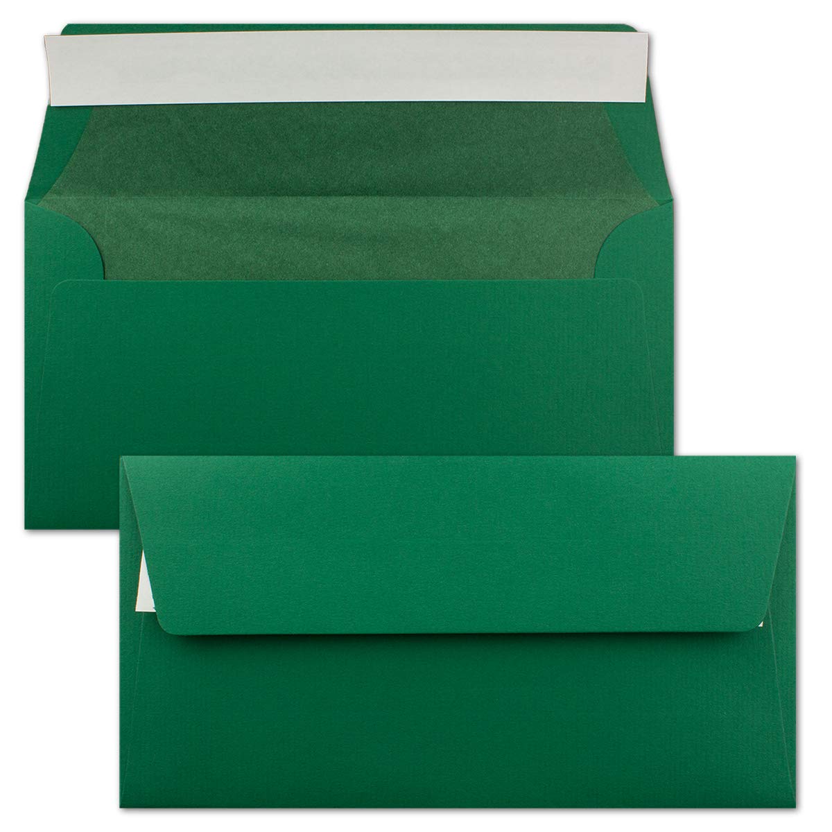 Neuser FarbenFroh - Buste per lettere, formato DIN lungo, imbottite con carta velina, 110 g/m2, 110 x 220 mm, chiusura con striscia adesiva 150 Stück Verde scuro con fodera verde.