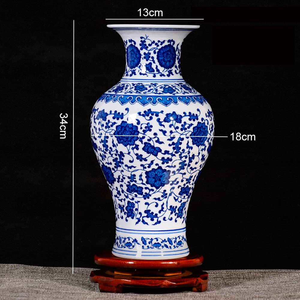 青磁花瓶　　景徳鎮 Amazon.co.jp: 景徳鎮 青と白の磁器の花瓶 陶器と磁器フラワー