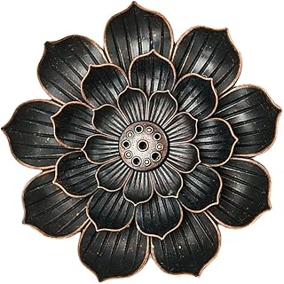 GLEAVI 純銅製蓮の香炉 7穴線香皿 お香立て 家庭用香炉 ロマンチックな雰囲気演出 贈答用インテリア PC