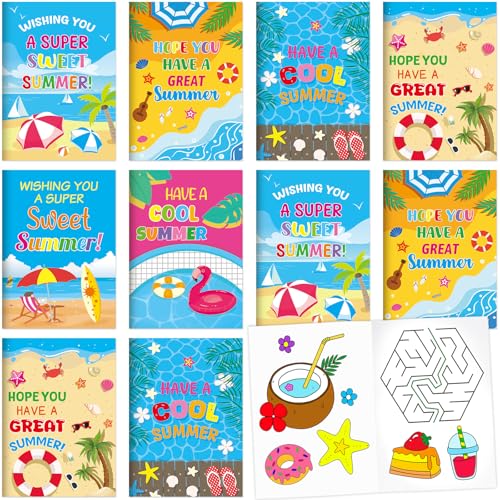Fancy Land Summer Mini Coloring Books DIY Beach Pool Small Activity Books End of The School Year Drawing Booklet Bulk for Graduation Holiday Classroom Rewards Birthday Party Favors Supplies 24Pcs