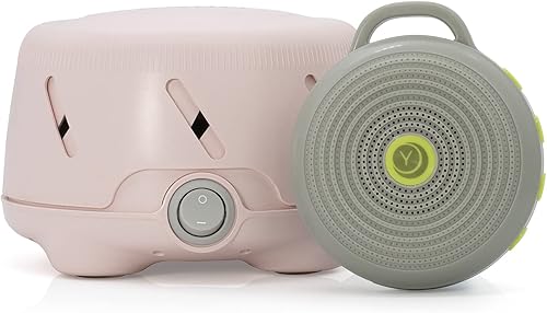 Yogasleep Dohm Uno Pink and Hushh La máquina original de ruido blanco, sonido natural calmante de un ventilador real, cancelación de ruido, terapia