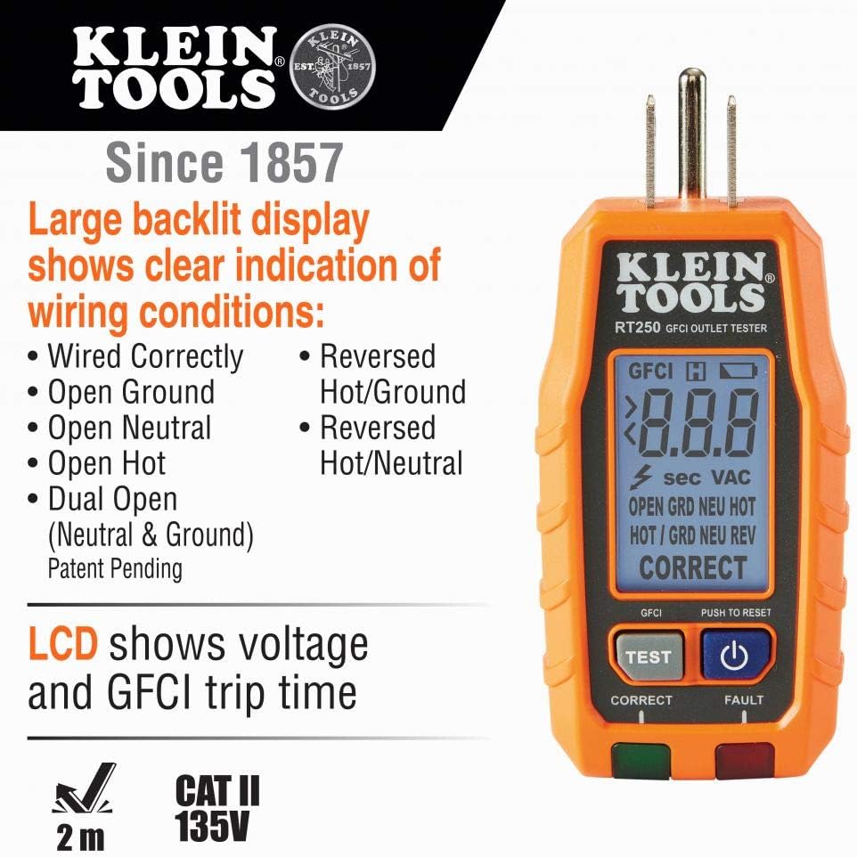 Buy Klein Tools RT250 GFCI Receptacle Tester & RT210 Outlet Tester