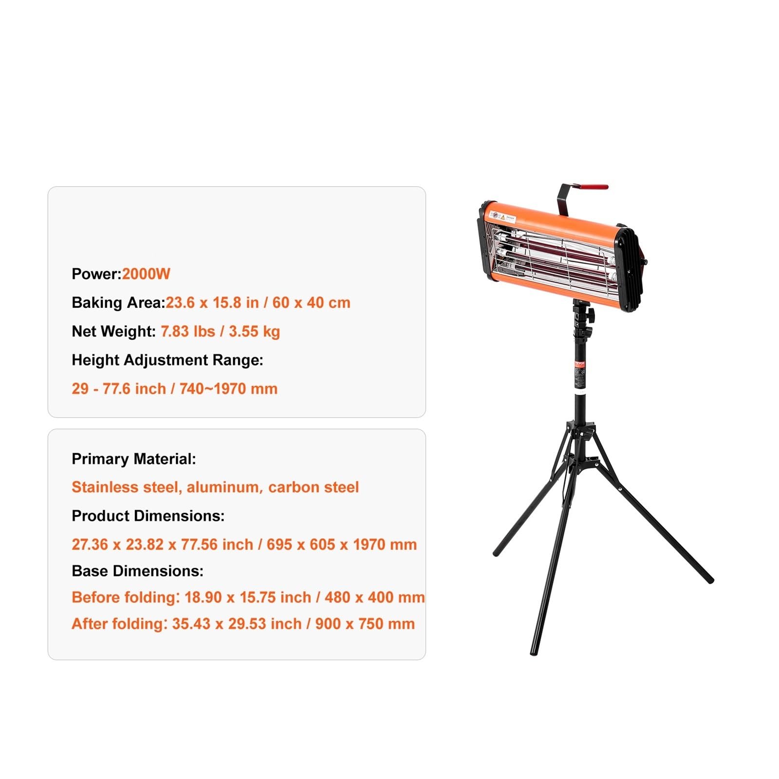 Lampa utwardzająca na podczerwień, przenośna/statywowa, do podwójnego zastosowania, automatyczne nagrzewanie 0–90 min, lampa utwardzająca do samochodu z uchwytem