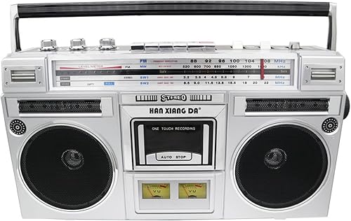 Boombox retro con Bluetooth, Boombox de casete retro, radio AMFM, reproductor de cinta de CD Boombox estilo años 80, Grabadora de cinta Bluetooth