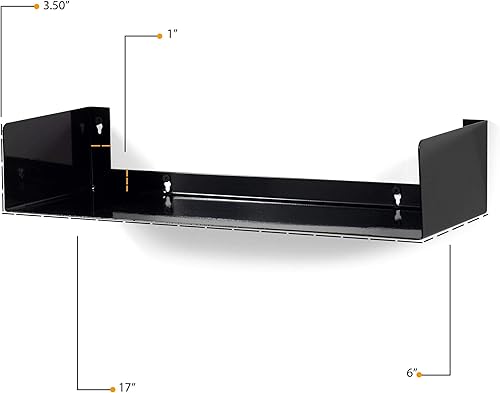 Miniatura 4 de Wallniture Bali - Juego de 4 estantes flotantes negros para pared, estantes de almacenamiento de CD y DVD y estantería de metal