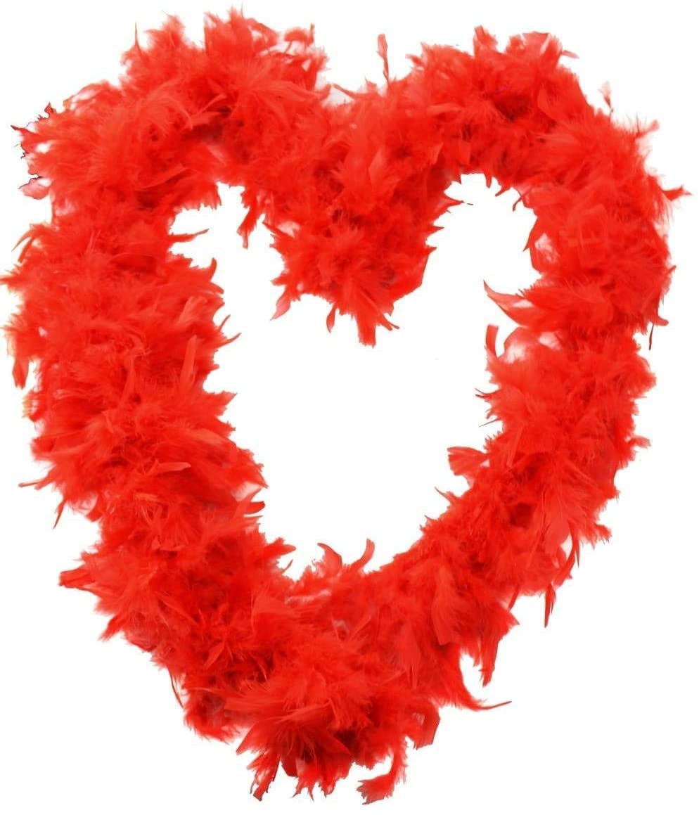 RED FEATHER BOA ACCESSORY - X12-180CM LONG 80G FEATHER BOA - STAG DO HEN PARTY FANCY DRESS COSTUME ACCESSORY