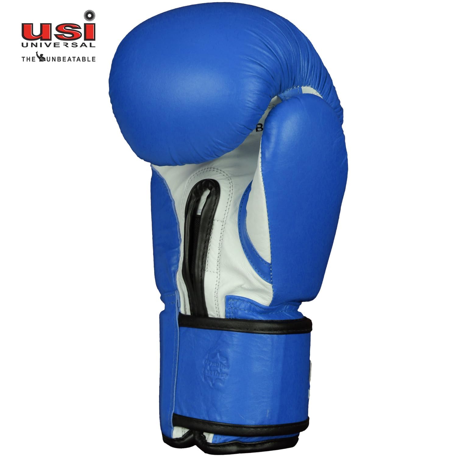 USI Amateur Leather Boxing Gloves with Hand Wrap Pair for Hard Punch Bagwork (12OZ, Blue) 1