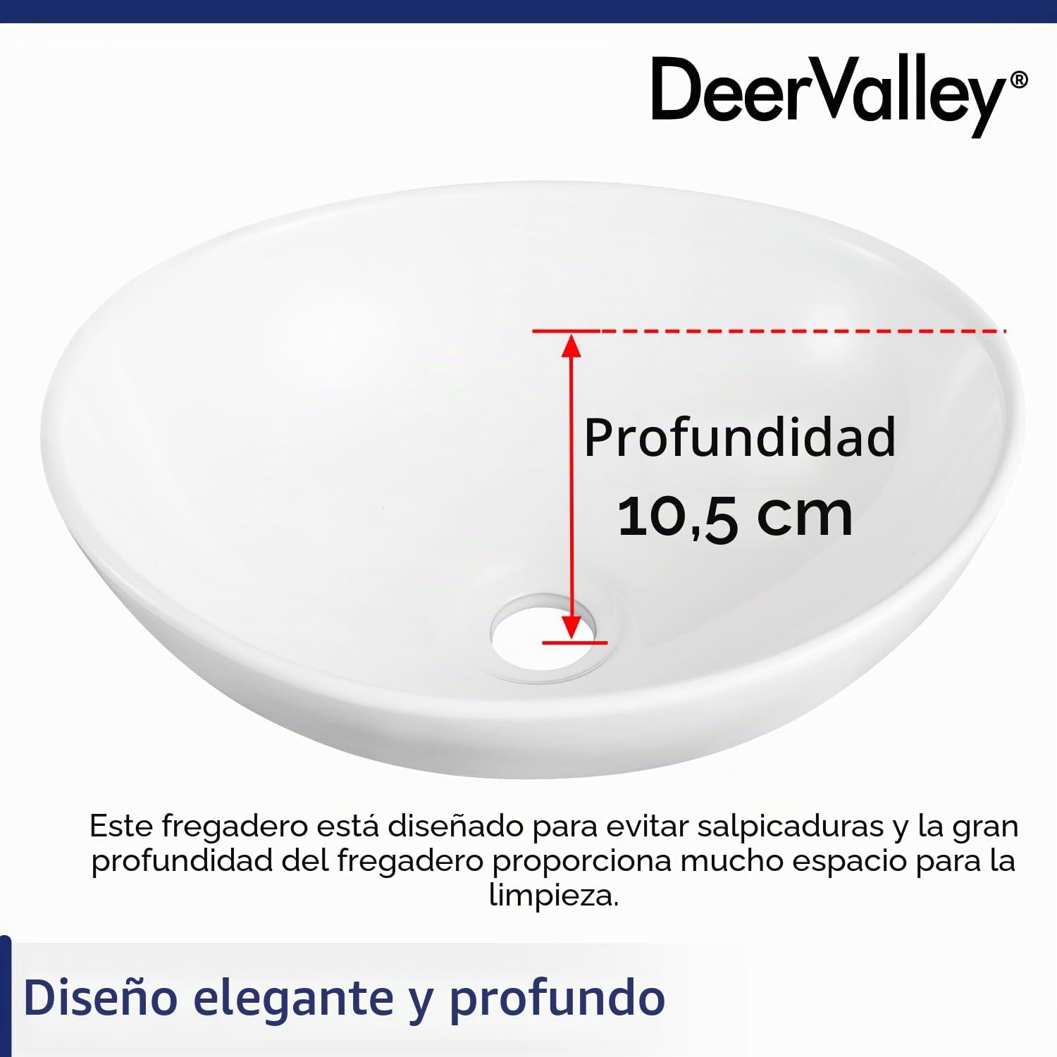 DeerValley Cuenco de lavabo ovalado de cerámica blanca, moderno y lujoso, fácil de instalar y limpiar, ideal para baños pequeños, 400x330mm.