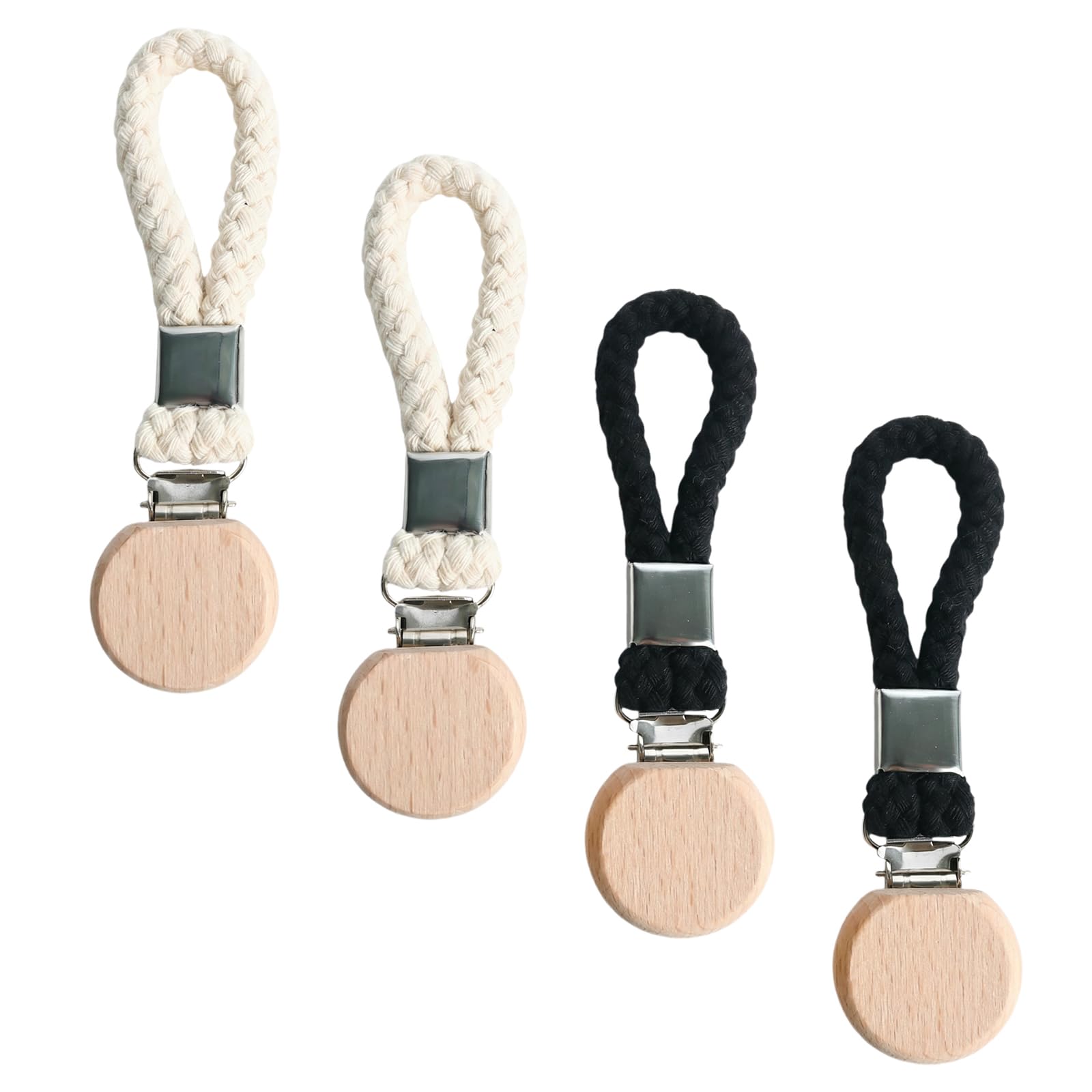 Zirax Tea Towel Clips with Woven Cotton Hanging Loop, Sturdy Towel Hooks for Kitchen, Bathroom & Home, Multi-Purpose Holders for Hand Towels, Dishcloths and Clothes（4Pcs）
