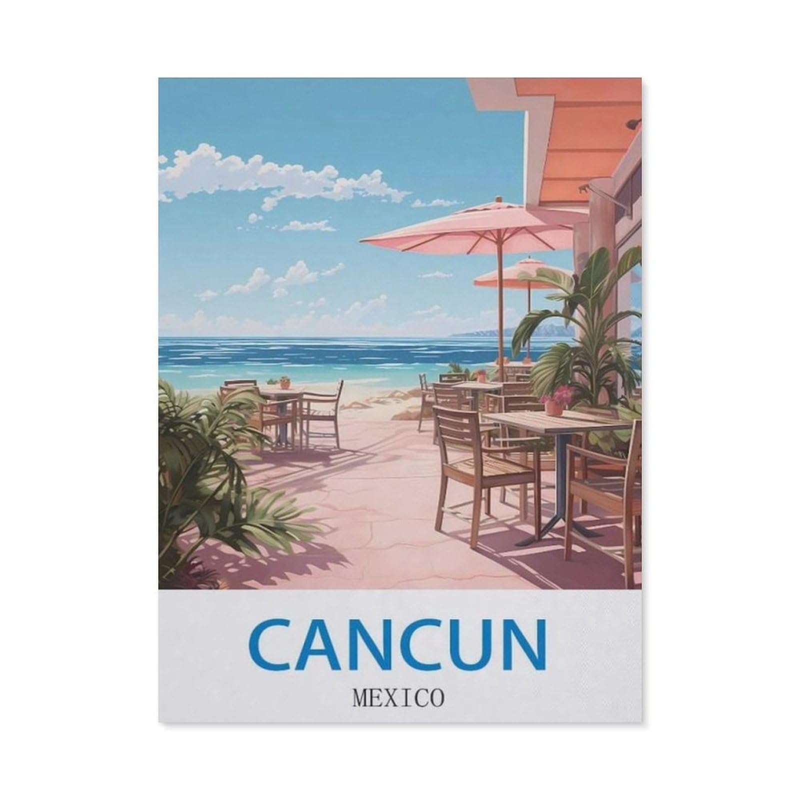 BEAYODKP Full Diamond 5D DIY Diamond Painting，Cancun Mexico，3D Diamond Embroidery Cross Stitch Mosaic Needle Works（30 x 40 cm/11.81 x 15.74 inches）-CN88