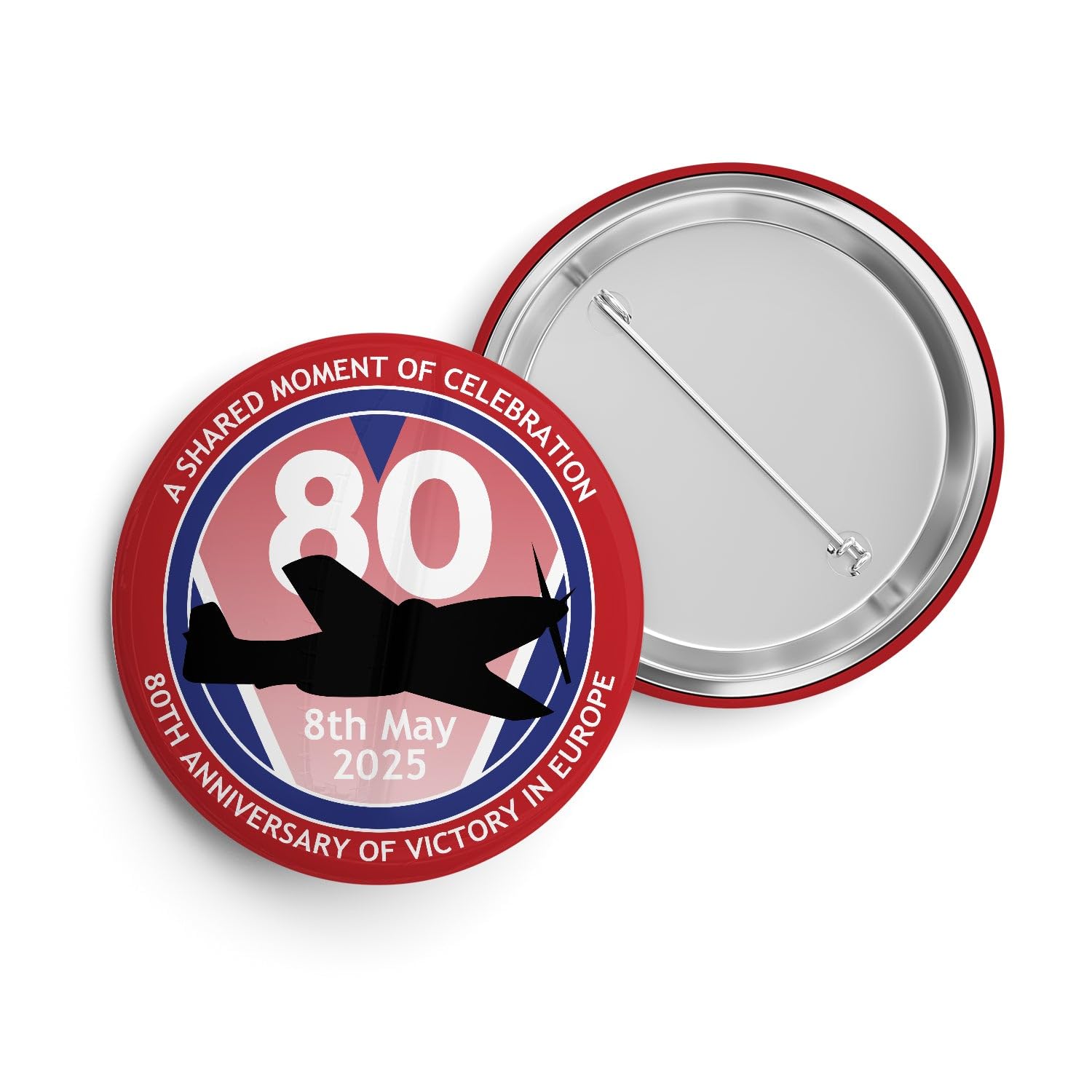 VE-Day 80th Anniversary Standard Badge Design 5 - Special Edition, Size 50